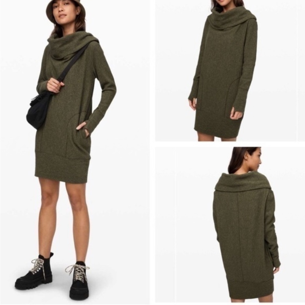 {Lululemon} Along the Way Dress in Heathered Dark Olive - Womens Small - Picture 11 of 11